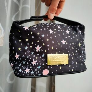 MOSCHINO Bag Pouch Makeup Train Case Clutch Travel Cosmetics Purse NEW
